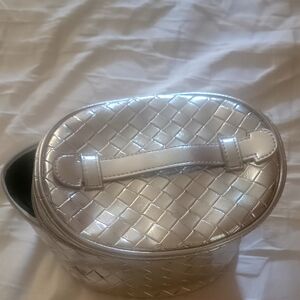 Bloomingdale's Silver Woven Cosmetic Case